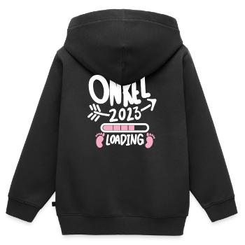 Onkel 2023 - Onkel werden - Onkel loading 2023 - Kinder Premium Organic Zip Hoodie - Schwarz - Hinten - AI Model Kid Male (0cm)
