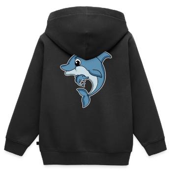 Delfin Familie - Delfin mit Baby - Delfin Motiv - Kinder Premium Organic Zip Hoodie - Schwarz - Hinten - AI Model Kid Male (0cm)