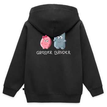 Grosser Bruder - Kinder Premium Organic Zip Hoodie - Schwarz - Hinten - AI Model Kid Male (0cm)