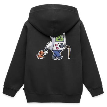 Retrogaming Drôle Jeux Vidéo Portable Humour Gamer - Sweat Premium à capuche zippé enfant bio - noir - Dos - AI Model Kid Male (0cm)