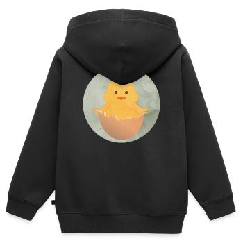 frisch geschlüpftes Küken in der Eierschale - Kinder Premium Organic Zip Hoodie - Schwarz - Hinten - AI Model Kid Male (0cm)