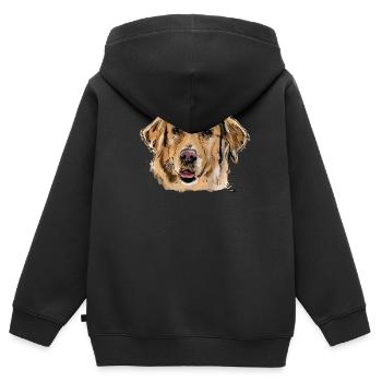 Golden Retrievers - Sweat Premium à capuche zippé enfant bio - noir - Dos - AI Model Kid Male (0cm)
