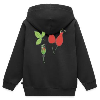 rose hip - Kids Premium Organic Zip-up Hoodie - black - Back - AI Model Kid Male (0cm)