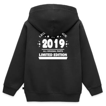 2019 - Jahrgang 2019 - Baujahr 2019 Spruch - Kinder Premium Organic Zip Hoodie - Schwarz - Hinten - AI Model Kid Male (0cm)