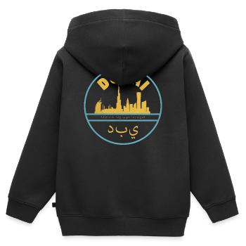Dubaï - Sweat Premium à capuche zippé enfant bio - noir - Dos - AI Model Kid Male (0cm)