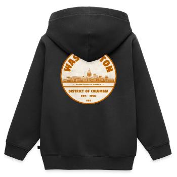 Washington DC Vintage Rundstempel - Kinder Premium Organic Zip Hoodie - Schwarz - Hinten - AI Model Kid Male (0cm)