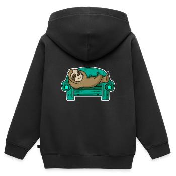 Sloth Lazy - Kids Premium Organic Zip-up Hoodie - black - Back - AI Model Kid Male (0cm)