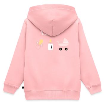 Oma 2023 Geburt Mädchen Vorlage personalisierbar - Kinder Premium Organic Zip Hoodie - Rosa - Hinten - AI Model Kid Female (0cm)