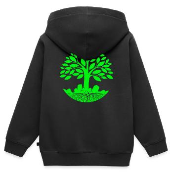 tree of life, zen, ecology - Kids Premium Organic Zip-up Hoodie - black - Back - AI Model Kid Male (0cm)