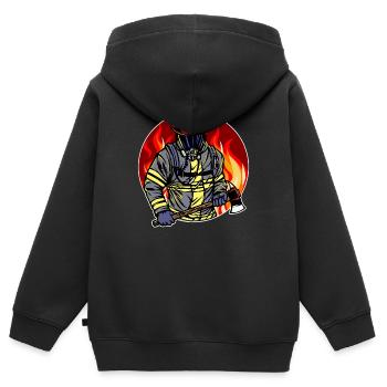 Brennen Feuerwehr Feuerwehrmann Feuer Lebensretter - Kinder Premium Organic Zip Hoodie - Schwarz - Hinten - AI Model Kid Male (0cm)