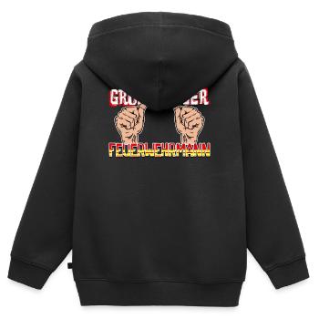 Feuerwehrmann Lebensretter Feuerwehr Statement - Kinder Premium Organic Zip Hoodie - Schwarz - Hinten - AI Model Kid Male (0cm)
