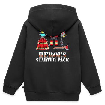 Feuerwehrhelm Lebensretter Feuerwehr Statement - Kinder Premium Organic Zip Hoodie - Schwarz - Hinten - AI Model Kid Male (0cm)