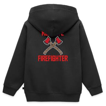Feuerwehr Lebensretter Löscharbeit Statement - Kinder Premium Organic Zip Hoodie - Schwarz - Hinten - AI Model Kid Male (0cm)