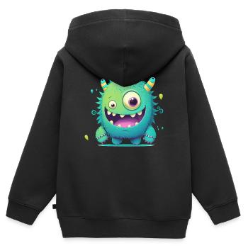 A happy monster to cuddle - Kids Premium Organic Zip-up Hoodie - black - Back - AI Model Kid Male (0cm)