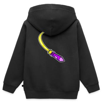 Fusée violette - Sweat Premium à capuche zippé enfant bio - noir - Dos - AI Model Kid Male (0cm)