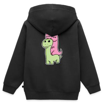 Deux dinosaures - Sweat Premium à capuche zippé enfant bio - noir - Dos - AI Model Kid Male (0cm)