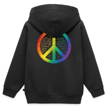 Signe de paix brillant - Sweat Premium à capuche zippé enfant bio - noir - Dos - AI Model Kid Male (0cm)