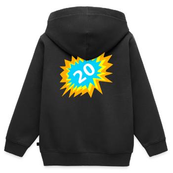 was schenken, 20 bunt - Kinder Premium Organic Zip Hoodie - Schwarz - Hinten - AI Model Kid Male (0cm)