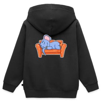 Elephant lying cute sleeping sleep - Kids Premium Organic Zip-up Hoodie - black - Back - AI Model Kid Male (0cm)