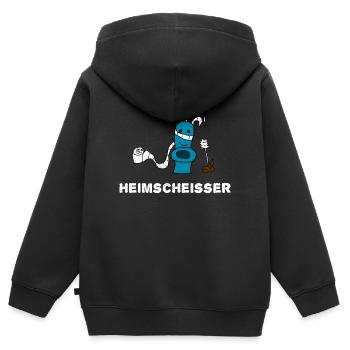 Heimscheisser WC Klo - Kinder Premium Organic Zip Hoodie - Schwarz - Hinten - AI Model Kid Male (0cm)