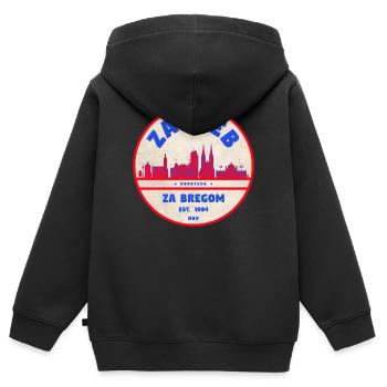 Zagreb Rundlogo Skyline Retro - Kinder Premium Organic Zip Hoodie - Schwarz - Hinten - AI Model Kid Male (0cm)