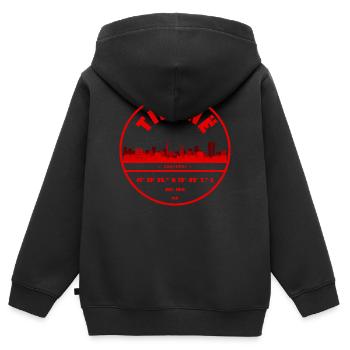 Tirana Albanien Emblem mit Koordinaten - Kinder Premium Organic Zip Hoodie - Schwarz - Hinten - AI Model Kid Male (0cm)