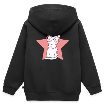 chat, chat mignon, chat domestique - Sweat Premium à capuche zippé enfant bio - noir - Dos - AI Model Kid Male (0cm)