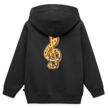 Musique Note de musique Pizza - Sweat Premium à capuche zippé enfant bio - noir - Dos - AI Model Kid Male (0cm)