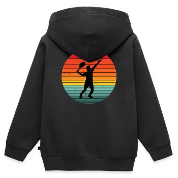 tennis, fan de tennis, match de tennis - Sweat Premium à capuche zippé enfant bio - noir - Dos - AI Model Kid Male (0cm)