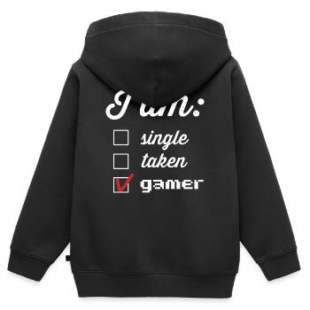 Statut du joueur : joueur pris en une seule - Sweat Premium à capuche zippé enfant bio - noir - Dos - AI Model Kid Male (0cm)