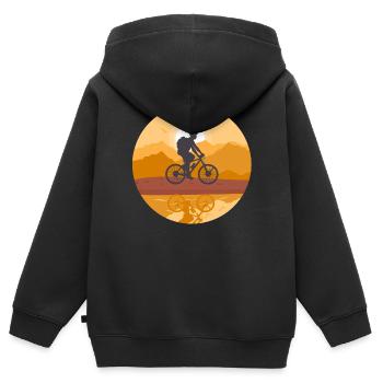 Radfahren, Radfahrer, Fahrradfan - Kinder Premium Organic Zip Hoodie - Schwarz - Hinten - AI Model Kid Male (0cm)
