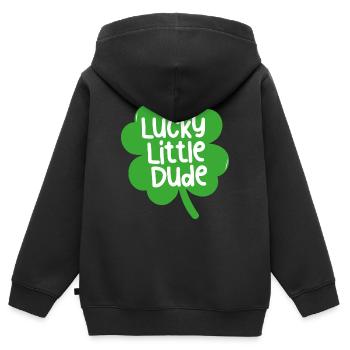 Glücklicher kleiner Kerl - Kinder Premium Organic Zip Hoodie - Schwarz - Hinten - AI Model Kid Male (0cm)