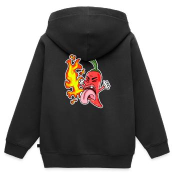 Chilischote - Peperoni - Kinder Premium Organic Zip Hoodie - Schwarz - Hinten - AI Model Kid Male (0cm)