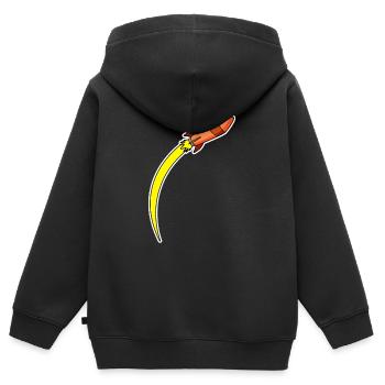 Fusée Orange - Sweat Premium à capuche zippé enfant bio - noir - Dos - AI Model Kid Male (0cm)
