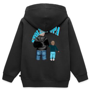 stolzer Opa - Enkel blond Kind Junge - Kinder Premium Organic Zip Hoodie - Schwarz - Hinten - AI Model Kid Male (0cm)