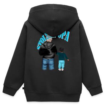 STOLZER OPA-Enkel schwarze Haare Junge Kind - Kinder Premium Organic Zip Hoodie - Schwarz - Hinten - AI Model Kid Male (0cm)