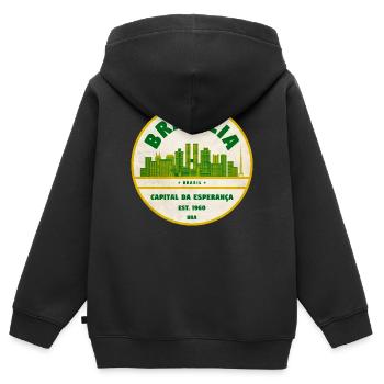 Brasília Skyline Retro Emblem - Kinder Premium Organic Zip Hoodie - Schwarz - Hinten - AI Model Kid Male (0cm)