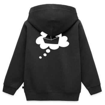 Paper Boat Cloud Thought Bubble Speech Bubble Holiday - Kids Premium Organic Zip-up Hoodie - black - Back - AI Model Kid Male (0cm)