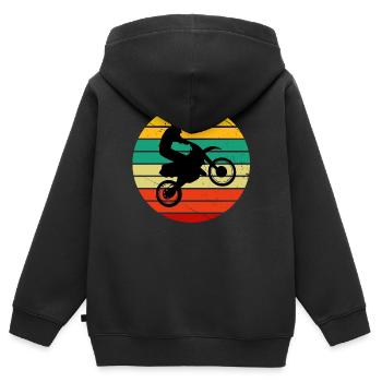 chopper, motard, fan de moto - Sweat Premium à capuche zippé enfant bio - noir - Dos - AI Model Kid Male (0cm)