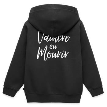 vaincre ou mourir, Vendée, vendéen - Sweat Premium à capuche zippé enfant bio - noir - Dos - AI Model Kid Male (0cm)