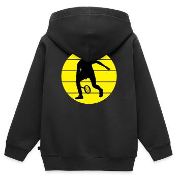 tennis, fan de tennis, match de tennis - Sweat Premium à capuche zippé enfant bio - noir - Dos - AI Model Kid Male (0cm)