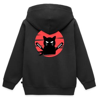Cosplay Anime Manga Katze Zeichentrick Popkultur - Kinder Premium Organic Zip Hoodie - Schwarz - Hinten - AI Model Kid Male (0cm)