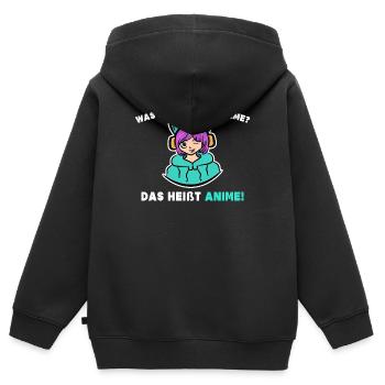 Comic Manga Anime Statement Popkultur Zeichentrick - Kinder Premium Organic Zip Hoodie - Schwarz - Hinten - AI Model Kid Male (0cm)