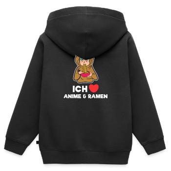 Herz Manga Anime Popkultur Statement Zeichentrick - Kinder Premium Organic Zip Hoodie - Schwarz - Hinten - AI Model Kid Male (0cm)