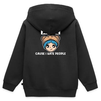Pop Culture Manga Anime Déclaration Nerdy Geek Japon - Sweat Premium à capuche zippé enfant bio - noir - Dos - AI Model Kid Male (0cm)