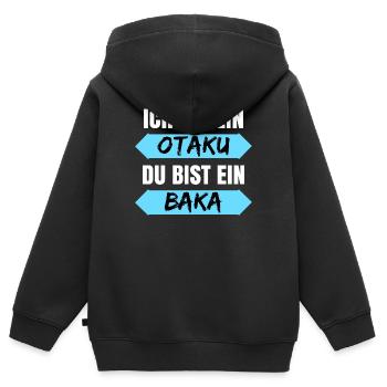 Anime Baka Otaku Kanji Statement Popkultur Manga - Kinder Premium Organic Zip Hoodie - Schwarz - Hinten - AI Model Kid Male (0cm)