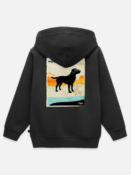 Sonnenuntergangs-labrador mit Brille - Kinder Premium Organic Zip Hoodie - Schwarz