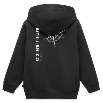 Rügen - Kinder Premium Organic Zip Hoodie - Schwarz - Hinten - AI Model Kid Male (0cm)
