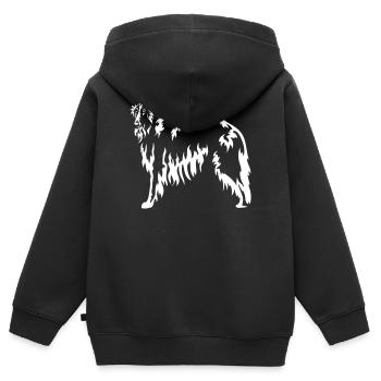 Barsoi "Black Edition" - Kinder Premium Organic Zip Hoodie - Schwarz - Hinten - AI Model Kid Male (0cm)