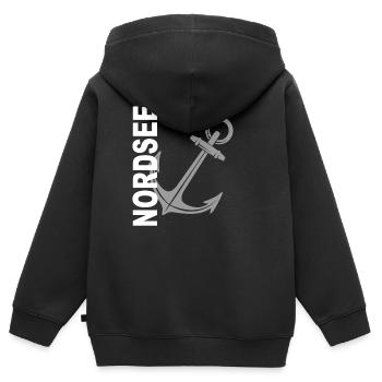 Nordsee - Kinder Premium Organic Zip Hoodie - Schwarz - Hinten - AI Model Kid Male (0cm)